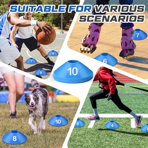 10 Pcs Numbered Sports Disc Cone with Mesh Carry Bag - color: Blue
