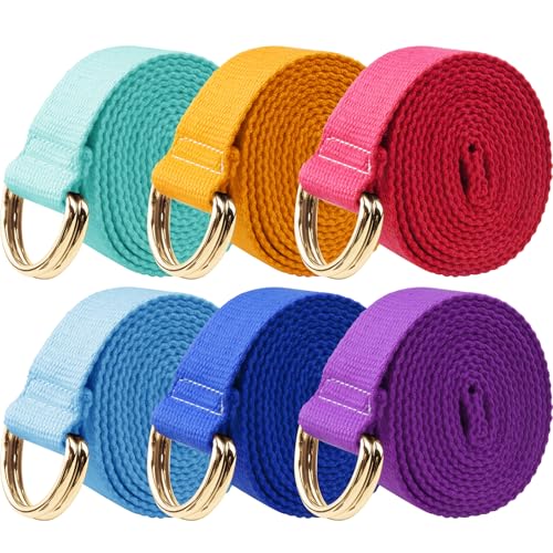 6 Packs Yoga Strap for Stretching Yoga Belt Adjustable Straps for Non Elastic Stretching Strap Exercise Straps for Pilates - color: Assorted Colors