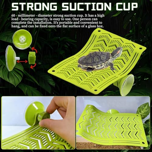 2PCS Bearded Dragon Hammock,Turtle Basking Platform with Suction Cups,Lizard Lounger with Frog Tank Leaf Decorations,Reptile Hammocks Climbing Accessories for Snakes,Crested Gecko,Amphibian