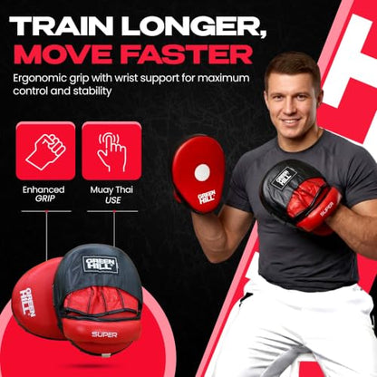 Green Hill Curved Boxing Focus Mitts for MMA, Muay Thai & Boxing - color: 5014 RED/BLACK