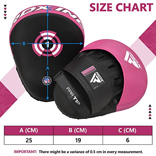RDX Boxing Pads Focus Mitts, Maya Hide Leather Curved Hook and Jab Target Hand Pads, Great for MMA, Kickboxing, Martial Arts, Muay Thai, Karate Training, Padded Punching, Coaching Strike Shield - color: Pink
