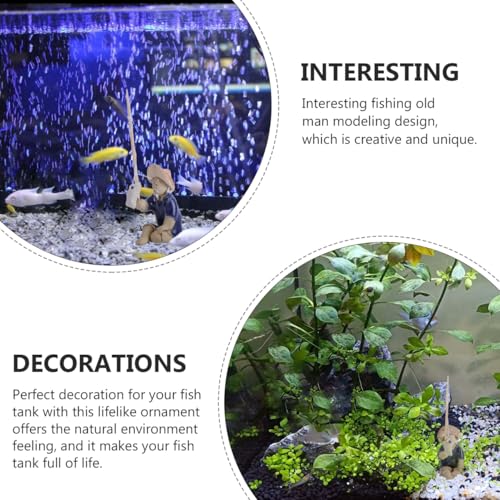 DOITOOL 2 Pcs Mini Fisherman Figurine Ceramic Mudmen Statue for Bonsai Figurines Accessories Asian Zen Aquarium Decor Micro Landscape Fairy Garden Ornament Fish Tank Fishing Miniature