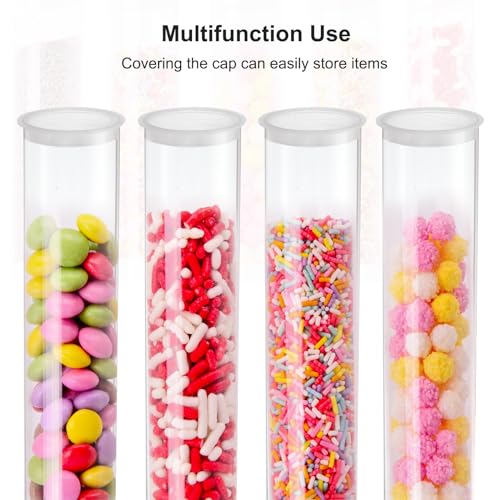 PATIKIL 5.9"L x 1.7"Dia Clear Storage Tubes, 2Pcs PC Plastic Transparent Hollow Round Rigid Tube with Cap for Beads Bath Salt Container Wedding Party Favors