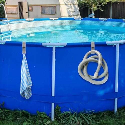 2 PCS Gray Poolside Pool Leaf Skimmer Net Holder Plastic Poolside Pool Pole Hanger Adjustable Telescopic Pole Hooks Brush Hanger Tools for Above Ground Pools - color: Gray