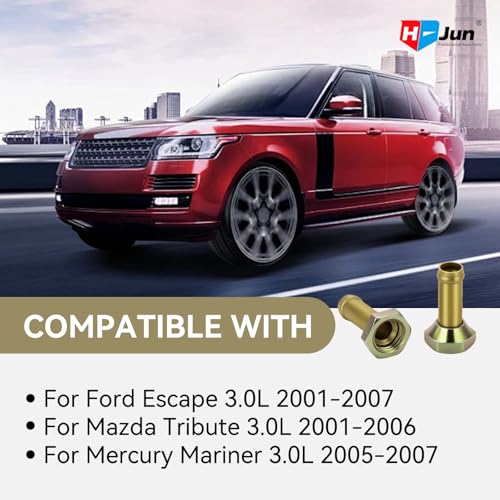 Transmission Cooler Oil Tube Connector Compatible with Ford Escape 2001-2007, Mazda Tribute 2001-2006, Mercury Mariner 2005-2007, V6 3.0L Only, 2pcs Radiator Cooling Line Fittings (Thread M14x1.5)