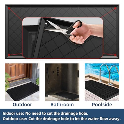 All-Weather TPE 36x17 Inch Versatile Mat -Indoor and Outdoor Non-Slip Boot Tray Floor Door Mat with Drainage Option for Home, Kitchen and Bath