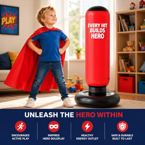 Punching Bag for Kids, 47-in Inflatable Toddlers Punching Bag