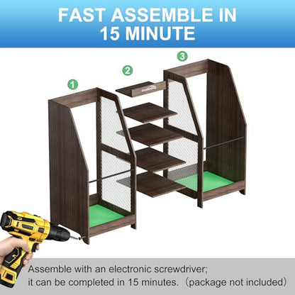 Golf Bag Storage Organizer Holds 2 Golf Bags for Garage - Wooden Rack - color: Black