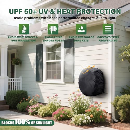 Wall-Mounted Hose Holder Cover - Fits Standard 5/8" Hoses (0-75 ft), Extends Hose & Hook Lifespan - Weatherproof Protection Against Rain, Sun & Snow - Black Cover Only - color: Black - Wall-Mounted Hose Holder Cover, size: 0-75FT
