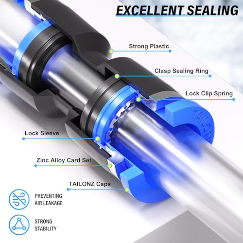TAILONZ PNEUMATIC Straight Push Connectors Plastic Quick Release Connectors Air Line Fittings for 6 8 10 12 14 Tube (50 pcs)