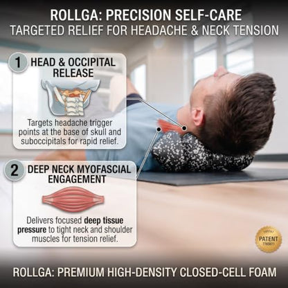 Rollga Point - Curved Foam Roller for Headache & Back Pain Relief, 14 inch