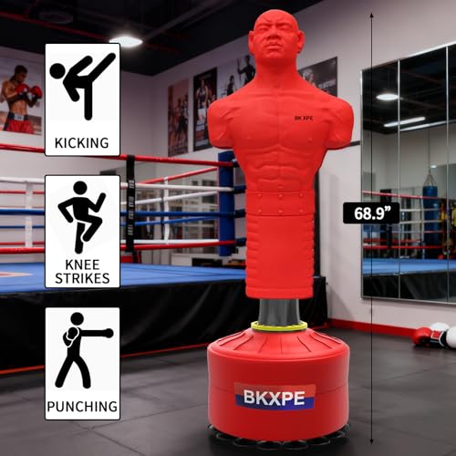 Heavy Duty Punching Bag Stand, Free Standing Boxing Dummy for Home Gym - color: RED-2