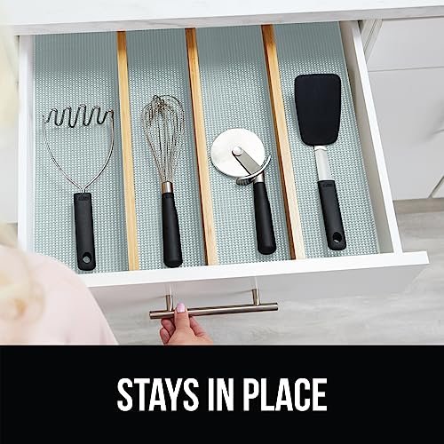 GORILLA GRIP powerGRIP Drawer Shelf and Cabinet Liner, Thick Strong Hold, Non-Adhesive Liners Protect Kitchen Cabinets and Cupboard, Bathroom Drawers, Easy Install, Breathable Mat, 12" x10', Spa Blue - color: Spa Blue, style: 12" x 10'