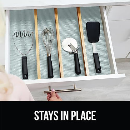 GORILLA GRIP powerGRIP Drawer Shelf and Cabinet Liner, Thick Strong Hold, Non-Adhesive Liners Protect Kitchen Cabinets and Cupboard, Bathroom Drawers, Easy Install, Breathable Mat, 12" x10', Spa Blue - color: Spa Blue, style: 12" x 10'