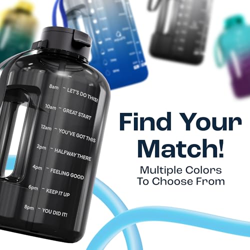 AQUAFIT 1 Gallon Water Bottle with Motivational Quotes - color: Blue, size: 128 Ounces
