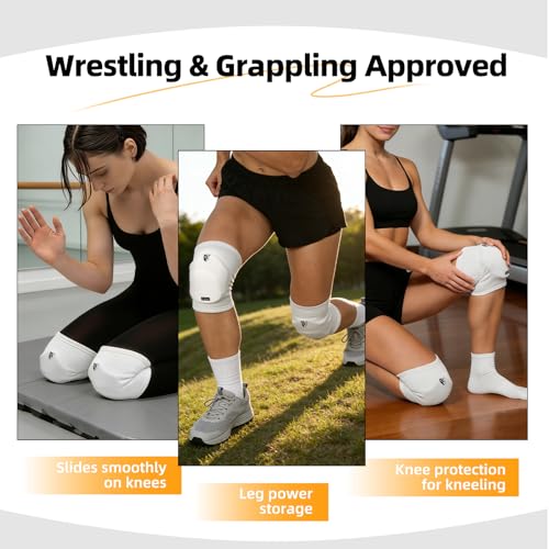K-Shield Knee Pads for Wrestling, Jiu Jitsu, MMA, Muay Thai, Judo - color: White, size: L/XL