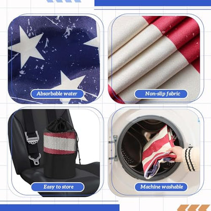 Hahafelt 2 Pack Car Seat Towel Cover with Storage Bag, American Flag - style: American Flag