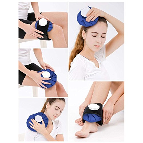 elitehood Reusable Ice Bags for Injuries, Refillable Ice Pack Hot Water Bag | Hot & Cold Therapy and Pain Relief with Elastic Breathable Support Wrap, 3 Sizes (6"/9"/11"), (for Hot Therapy is 50-60℃)
