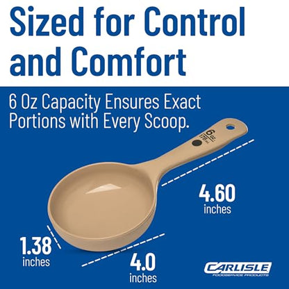 Carlisle FoodService Products Measure Miser Plastic Measuring Spoon with Short Handle, 6 Ounces, Beige