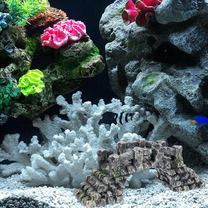 POPETPOP Miniature Resin Arch Bridge Fish Tank Decor Aquarium Landscaping Ornament for Freshwater and Saltwater Aquariums