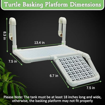 Fhiny Hanging Turtle Basking Platform, Plastic Turtle Dock Basking Area Reptile Floating Dock Climbing Ramp for Aquatic Turtles Tortoise Tank Accessories Decor for Lizard Gecko Hermit Crab