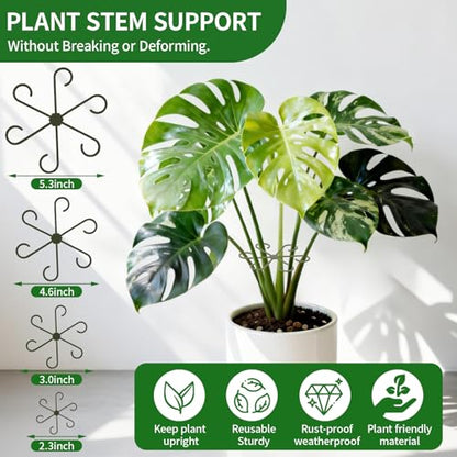 30Pcs Stackable Monstera Plant Support Stakes for Indoor Plants, Climbing Plant Support Kit with Stem Supports & Garden Wire for Philodendron, Pothos & Vine Plants