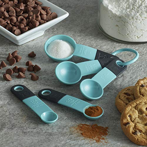 Kitchen Aid Classic Measuring Spoons, 5 Count (Pack 1), Aqua - color: Aqua Sky/Black Set of 2