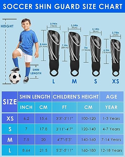 BROTOU Shin Guards Soccer Youth, Soccer Shin Guards for Kids 3-15 | Light Weight Adjustable Straps Shin Pads Protection Equipment with Ankle and Leg Calf Protection - color: BLACK, size: X-Small