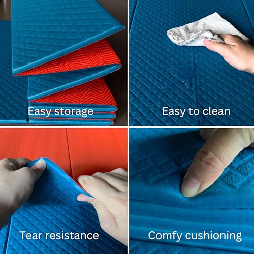 Foldable Yoga Mat, 72" x 24", 6/8/10/12mm - color: Teal/Orange, size: 24" x 72" x 1/4"