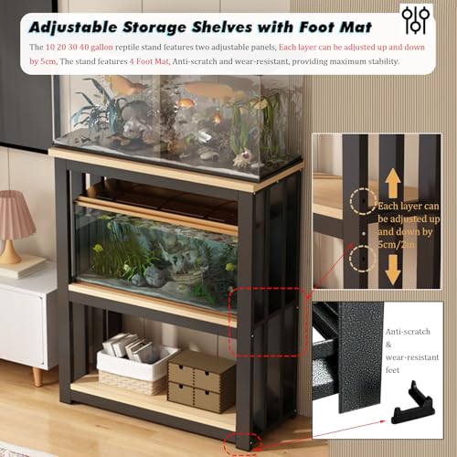 Fish Tank Stand,Extra Large Fish Tank Stand & Reptile Cabinet - Multi-Aquarium Rack for Office, Home & Exhibitions - Commercial Terrarium Table with Anti-Slip Mat & Durable Shelves