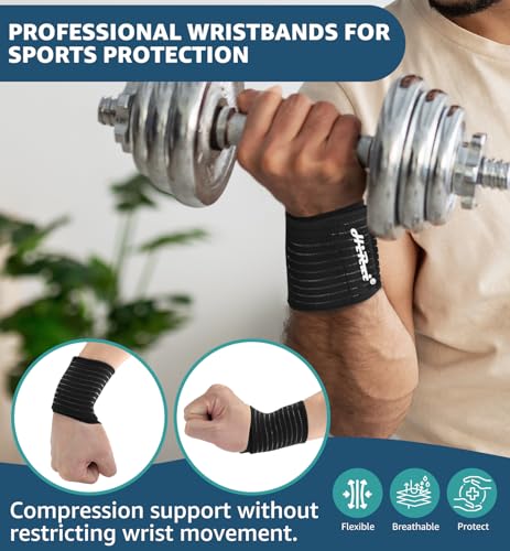 2-Pack High-Elastic Wrist Support Straps Wrist Compression Bandage - Wrist Wraps Wristbands for Carpal Tunnel Arthritis Tendonitis Weightlifting Tennis Basketball - Breathable Soft (Black) - color: Black