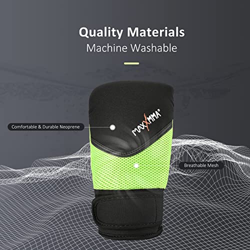 MaxxMMA Neoprene Washable Heavy Bag Gloves - Boxing Punching Training - color: Neon Yellow, size: Small-Medium