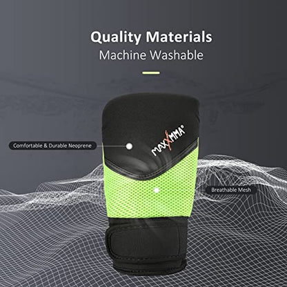 MaxxMMA Neoprene Washable Heavy Bag Gloves - Boxing Punching Training - color: Neon Yellow, size: Small-Medium