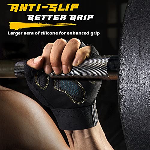 FREETOO Fingerless Workout Gloves for Men,Padded Palm Weight Lifting Gloves - size: Large