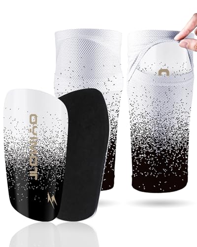 TOMIYO Soccer Shin Guards with Sleeves for Kids 10-12 Protective Equipment | Light Weight Shin Pads Sleeve with Pocket Espinilleras De Futbol Para Hombres,Soft EVA Protection to Reduce Impact for Player - color: Black, size: Mdeiun