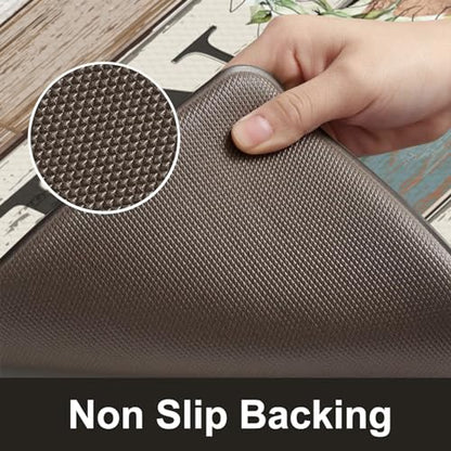 KIMODE Kitchen Mats 2PCS,Cushioned Anti Fatigue Farmhouse Kitchen Rugs and Mats,Non Skid Waterproof Kitchen Mats for Floor,Comfort Foam Standing Desk Mat for Home,Office,Sink,Laundry