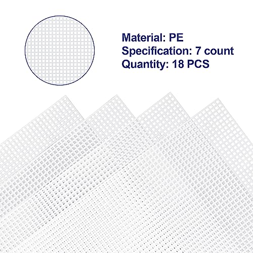 Caydo 18 Pieces 7 Count Plastic Canvas Sheets, 7 CT Clear Plastic Mesh for Cross Stitching, Making Jewelry Organizer, Knit Crochet Projects (10.5 x 13.5 Inch)