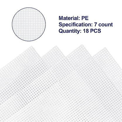Caydo 18 Pieces 7 Count Plastic Canvas Sheets, 7 CT Clear Plastic Mesh for Cross Stitching, Making Jewelry Organizer, Knit Crochet Projects (10.5 x 13.5 Inch)