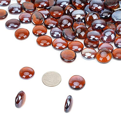 onlyfire Flat Fire Glass Beads for Propane Fire Pit, 1/2 Inch Reflective Firepit Glass Rocks 10 Pounds Flat Marbles for Gas Fireplace and Fire Pit Table, High Luster Amber - color: Amber