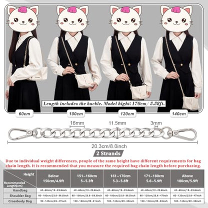 PH PandaHall Silver Purse Extender Chain, 8 Inch, 2pcs Bag Chain Strap - color: Silver, size: 7.8 Inch