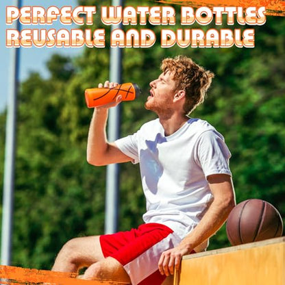 12 / 24 Pack Sports Water Bottles 20 oz Bottle Basketballs Party Favors Reusable Sports Squeeze Water Bottle for Party Favor Players Lovers Team Gifts Gym - style: Basketball