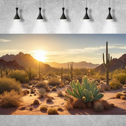 Reptile Habitat Background Sunset Desert Tank Decors Saguaro Cactus Arid Mountain Range Terrarium Background Cacti Sand Dunes Aquarium Background Desert Mountain Fish Tank Background 30x12in
