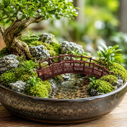 LOGOFUN Miniature Arch Bridge Plastic Chinese Bonsai Bridge Model | Plastic bridge model decorates bonsai pots, micro landscapes, fish tanks and garden craft scenes.
