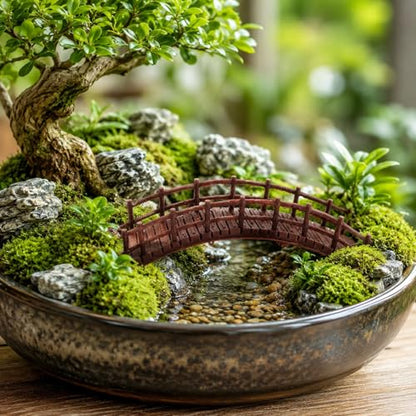 LOGOFUN Miniature Arch Bridge Plastic Chinese Bonsai Bridge Model | Plastic bridge model decorates bonsai pots, micro landscapes, fish tanks and garden craft scenes.