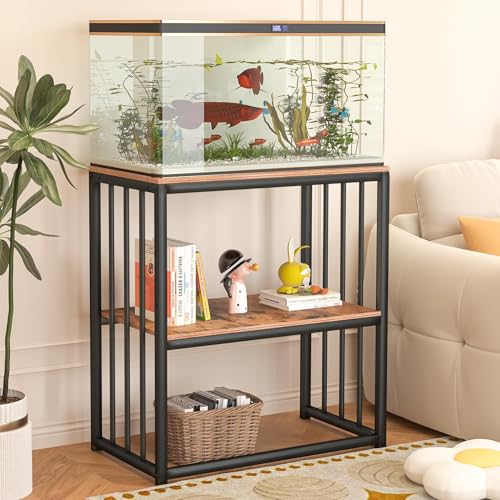 20-29 Gallon Fish Tank Stand, Adjustable 2-Tier Metal Aquarium Stand with Shelf for Fish Tank Accessories Storage,Turtle Reptile Terrariums Stand Rack for Home Office,Tank not included