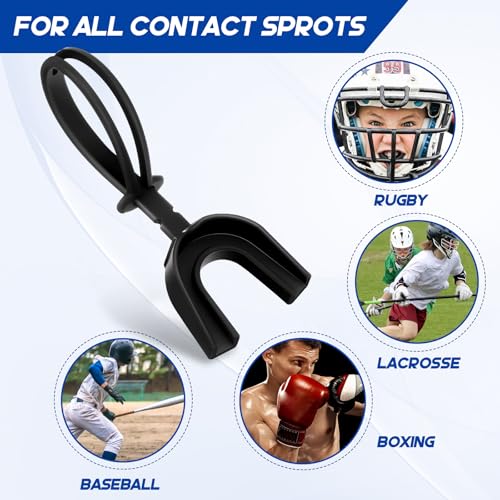 Dunzy 10 Pcs Football Mouth Guard with Strap - color: Black, size: Youth