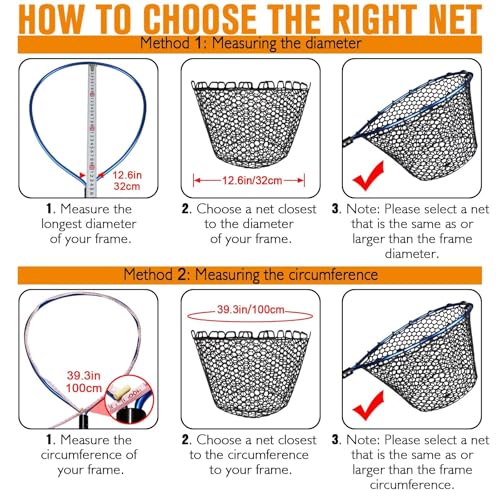 Rubber Fishing Net Replacement Netting Without Handle Clear Black Fishing Nets for Fish Fly Fish Landing Net Bag for Freshwater Saltwater Foldable Trout Net Rubber Mesh 5 Sizes White Black Red