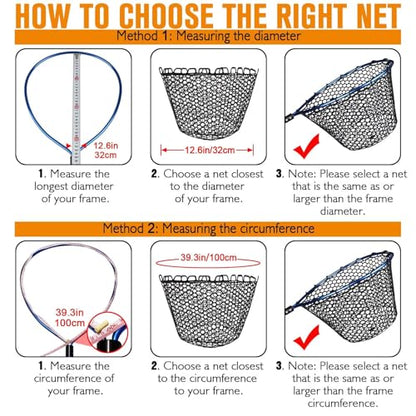 Rubber Fishing Net Replacement Netting Without Handle Clear Black Fishing Nets for Fish Fly Fish Landing Net Bag for Freshwater Saltwater Foldable Trout Net Rubber Mesh 5 Sizes White Black Red