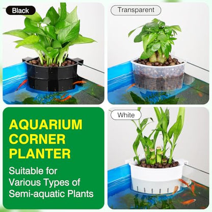 2026 Latest Model Large Aquarium Corner Planter Hanging Plant Holder for Fish Tank Aquaponic Plant Cultivation and Aquascape Accessories Decorations (4 Pack) Transparent