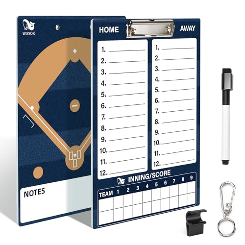 WISYOK Baseball Clipboard, Dry Erase, Deep Blue | Marker, Double Sided, Lineup Board for Coaches, Strategy, Practice, Game Day - style: Baseball Deep Blue